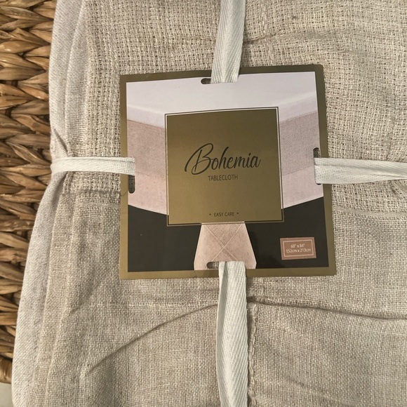 Bohemia Textured Tablecloth 60”x84” – Neutral Beige, Cotton Blend - Picture 6 of 10